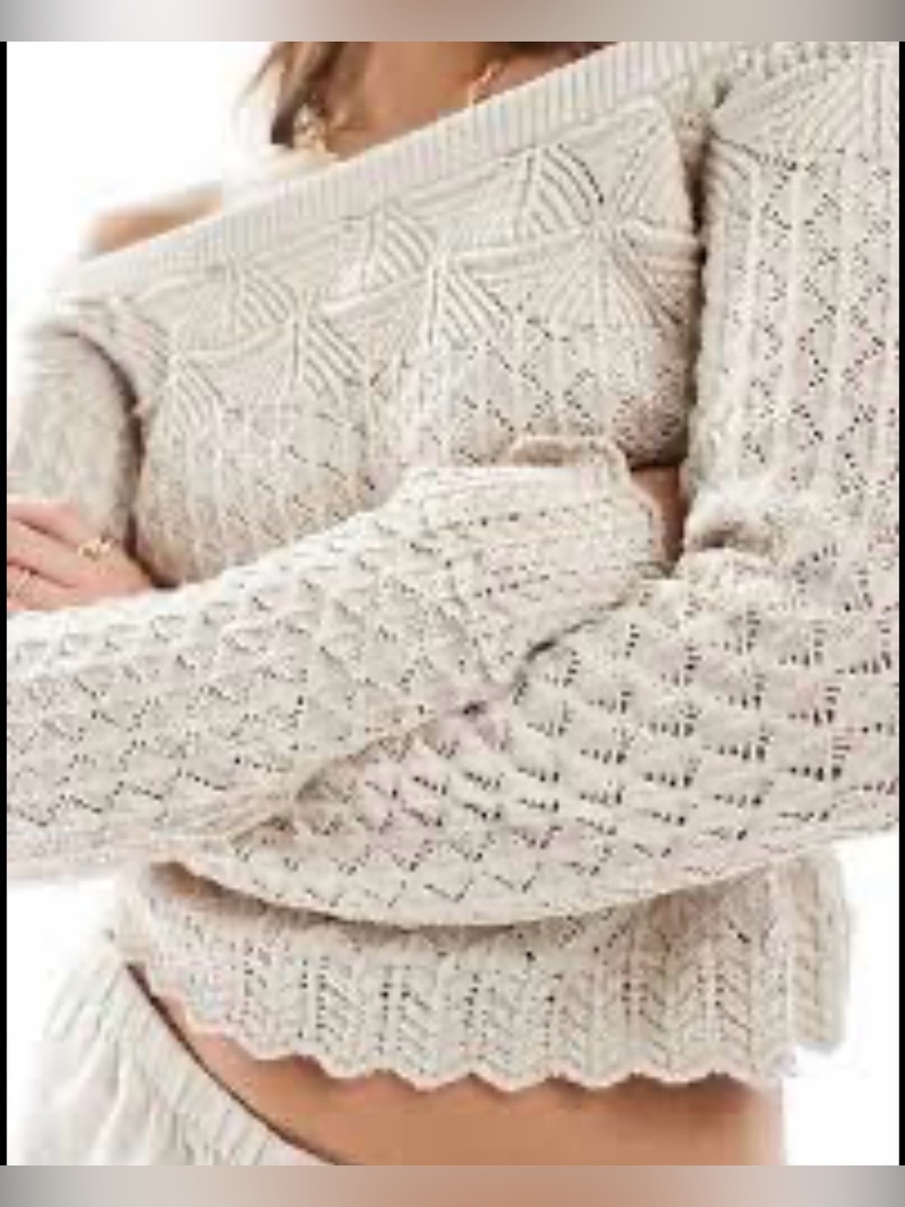 Hollister white Off-Shoulder Knit Sweater